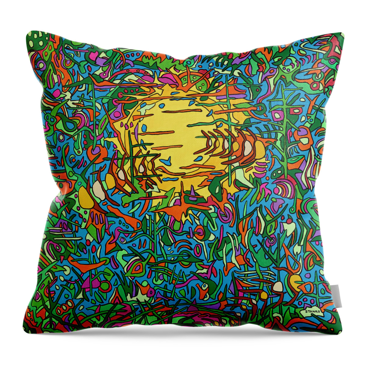 Pink Floyd Psychedelic Pop Art The Sun Throw Pillow featuring the painting The Great Gig in the Sky by Mike Stanko