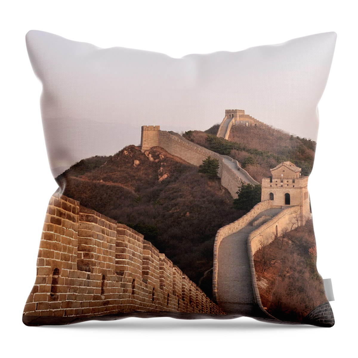 Tranquility Throw Pillow featuring the photograph The Great Wall Of China by Huang Xin