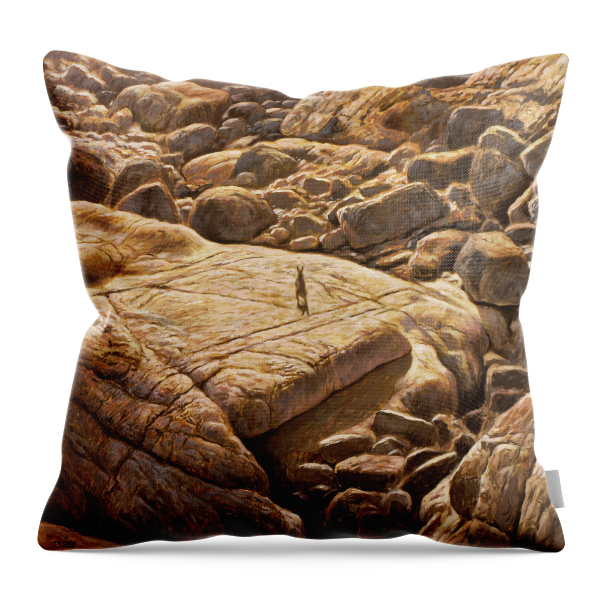 Hans Egil Saele Throw Pillow featuring the painting The Hare by Hans Egil Saele