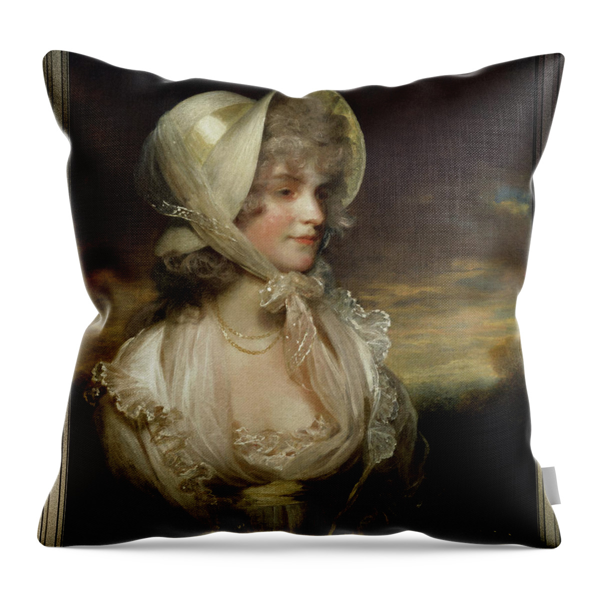 The Honorable Lucy Byng Throw Pillow featuring the painting The Honerable Lucy Byng by John Hoppner by Rolando Burbon