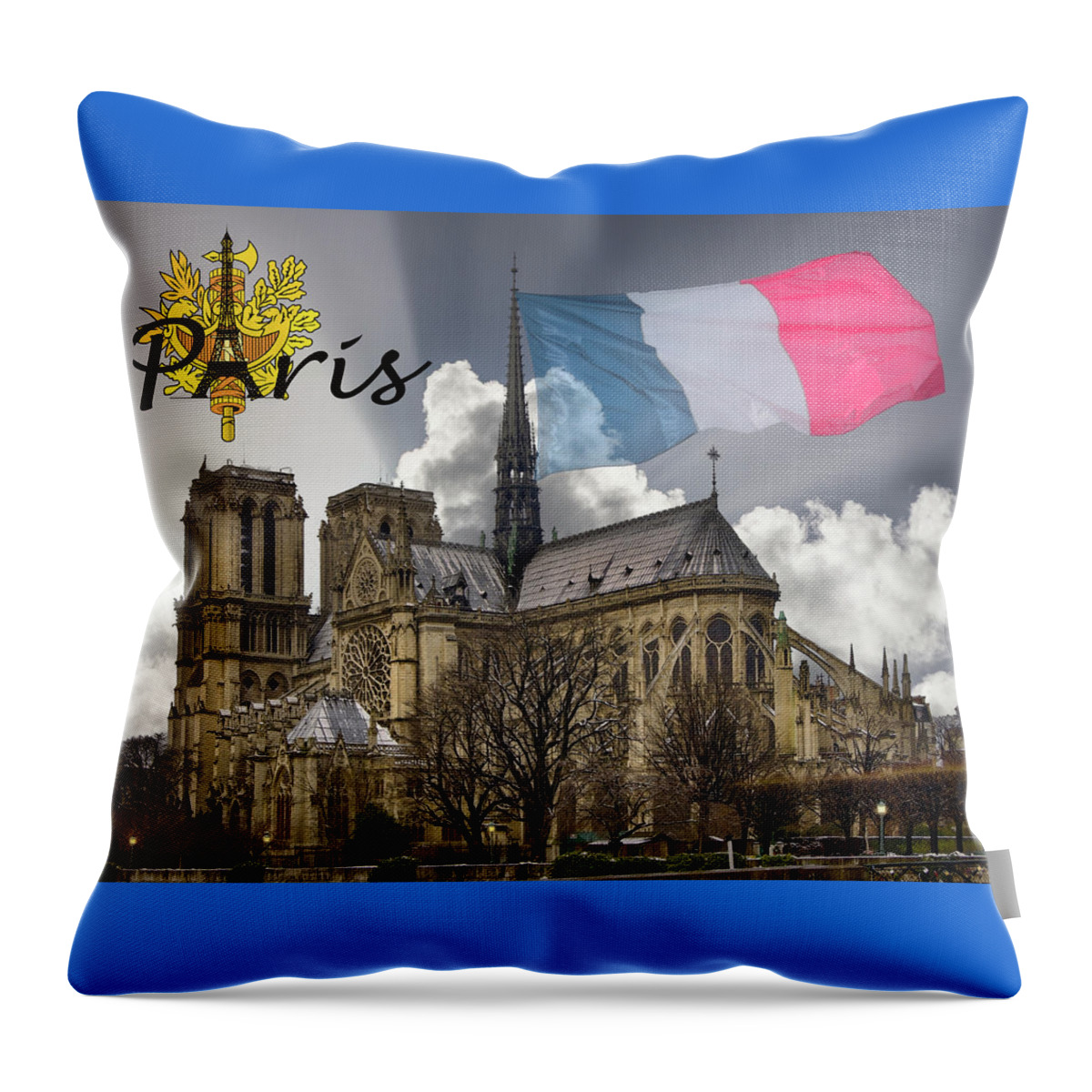 Clouds Throw Pillow featuring the photograph The Iconic Notre Dame de Paris by Debra and Dave Vanderlaan