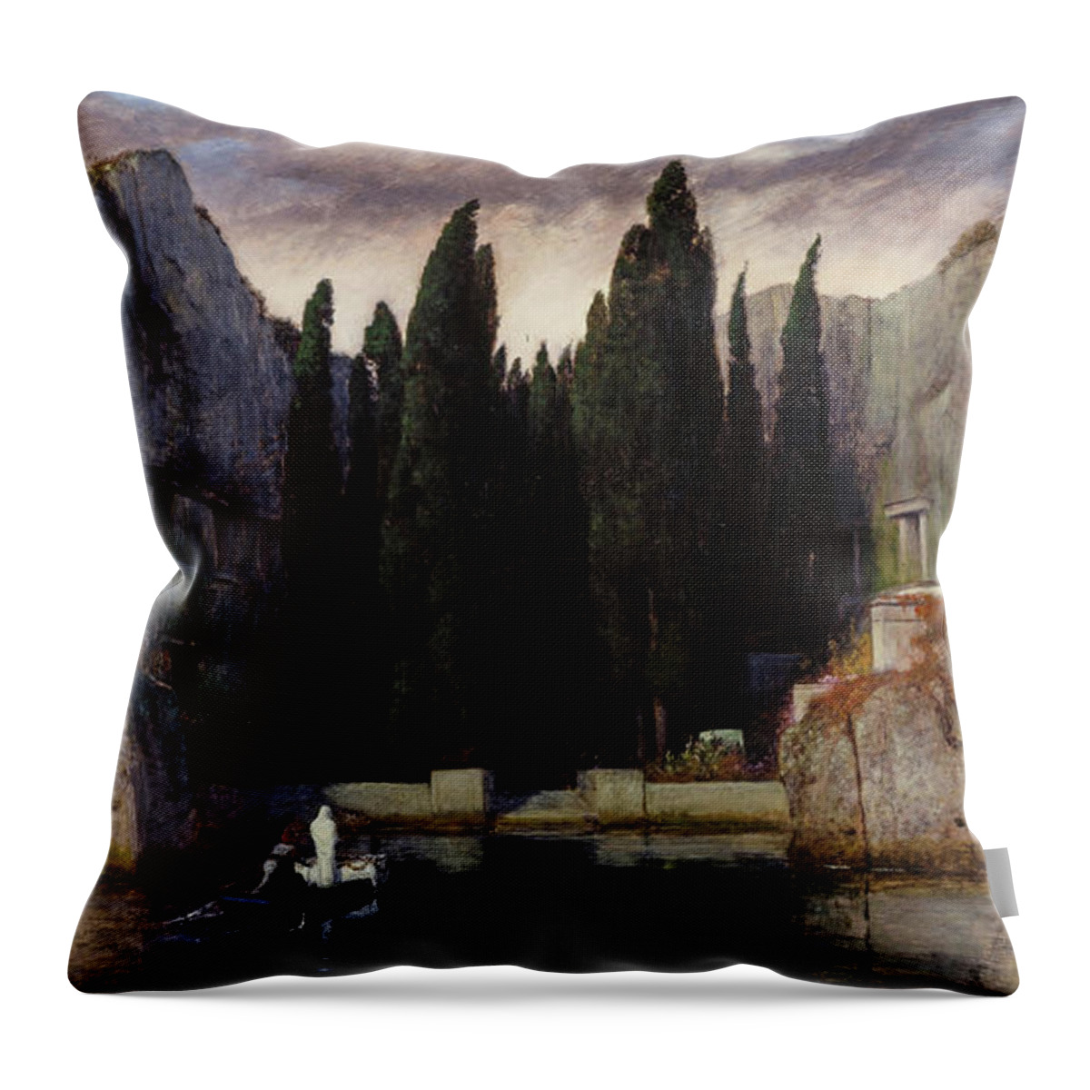 Arnold Bocklin Throw Pillow featuring the painting The Isle of the Dead, 1883 by Arnold Bocklin