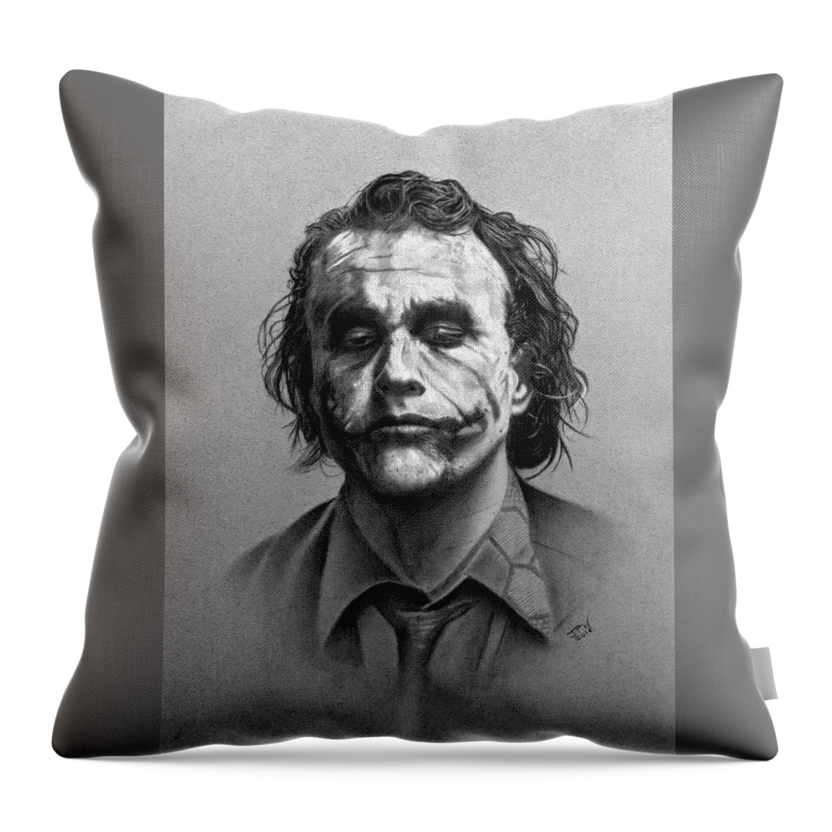 The Joker Throw Pillow featuring the drawing The Joker by JPW Artist
