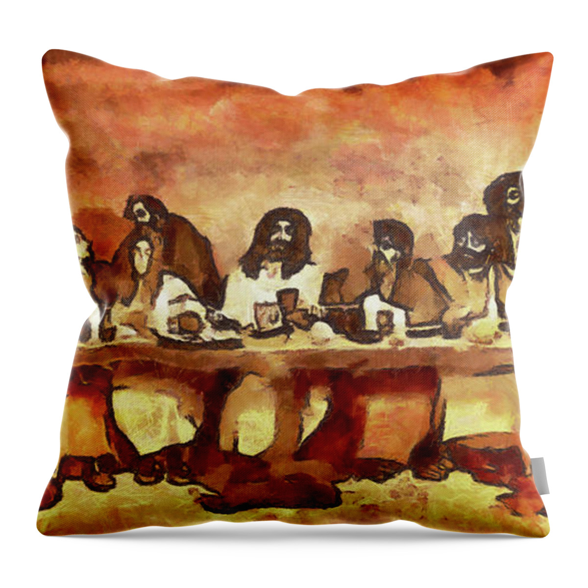 Rossidis Throw Pillow featuring the painting The last supper by George Rossidis