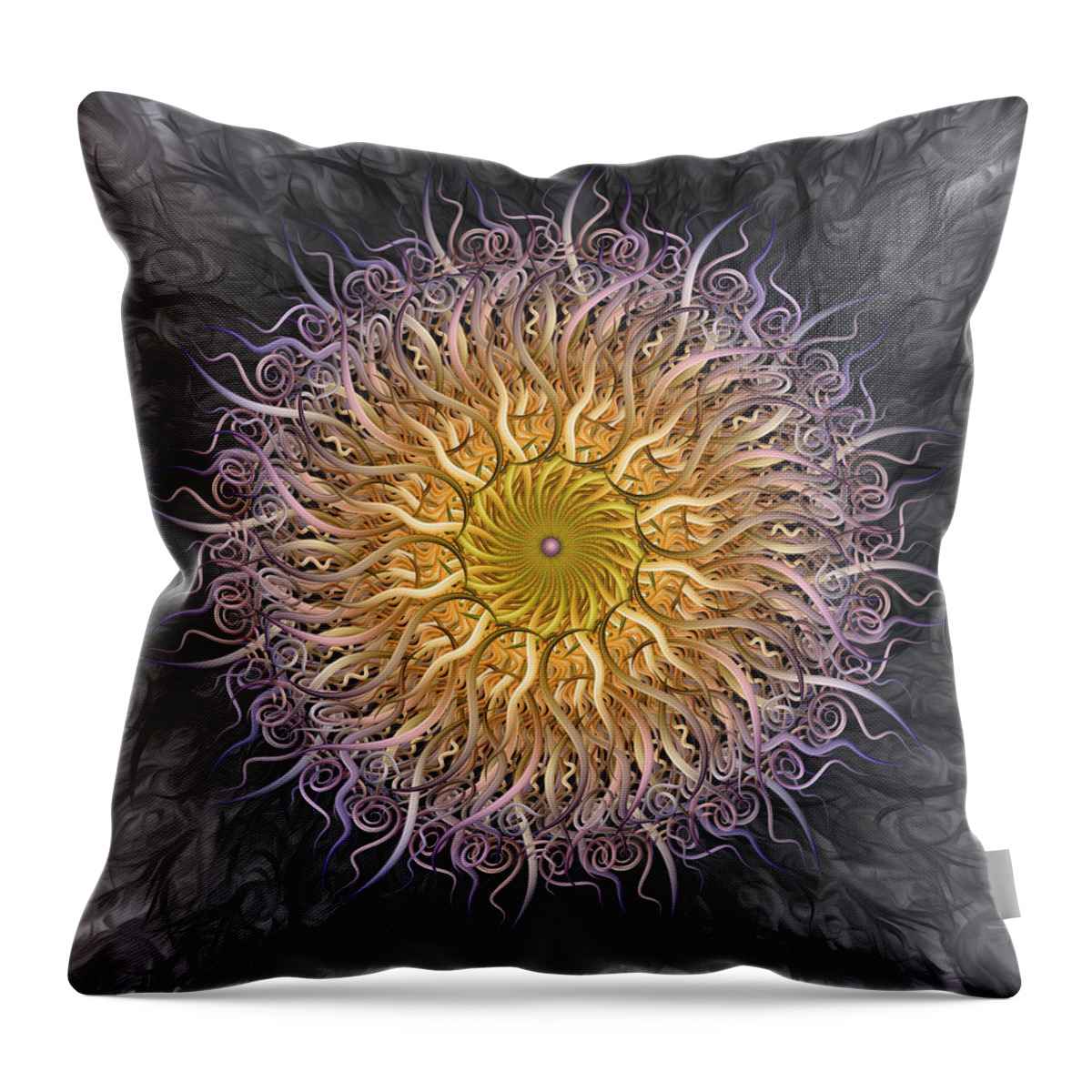 Pinwheel Mandala Throw Pillow featuring the digital art The Lights Of Spiral Serenity by Becky Titus
