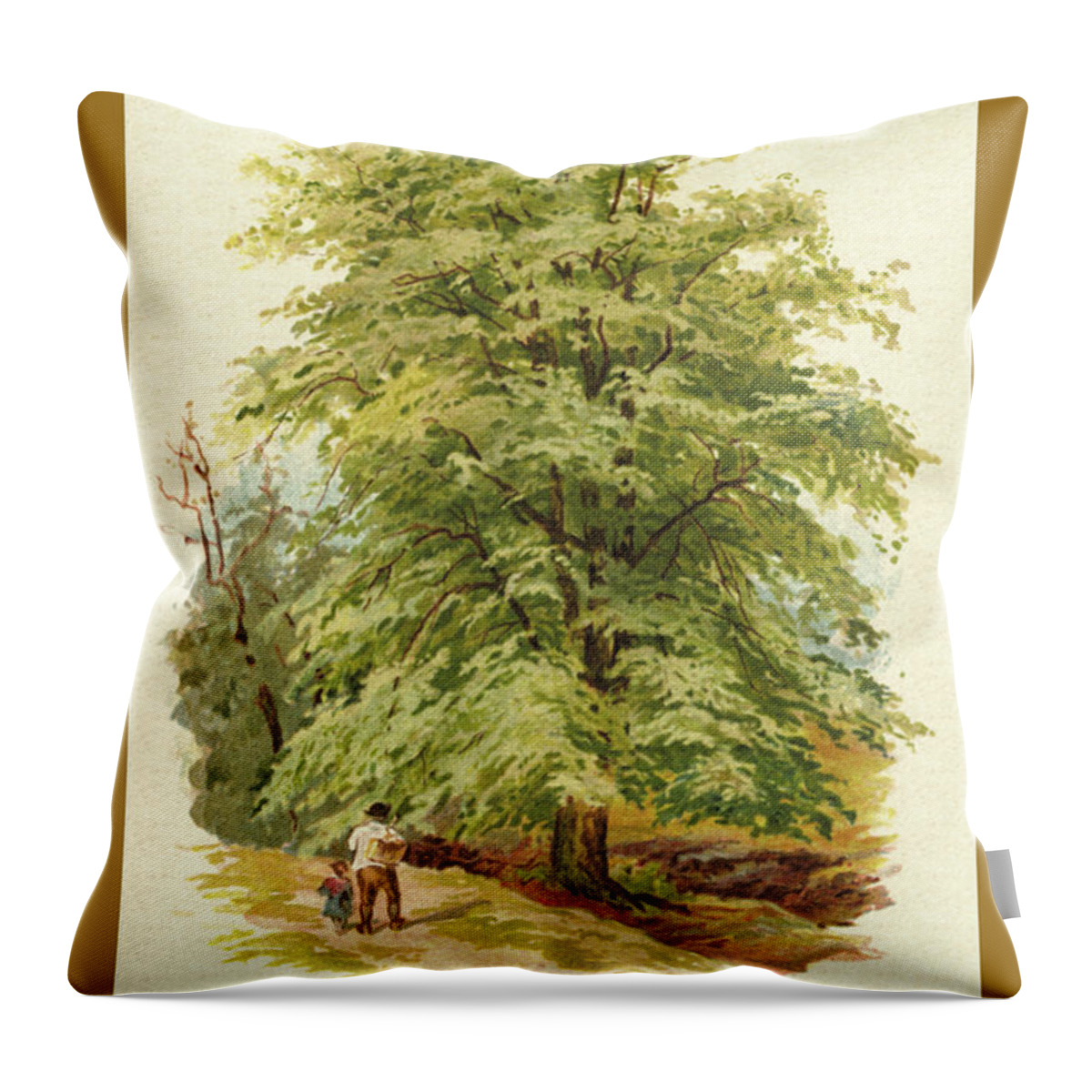 Trees Throw Pillow featuring the painting The Lime (Linden) by W.H.J. Boot