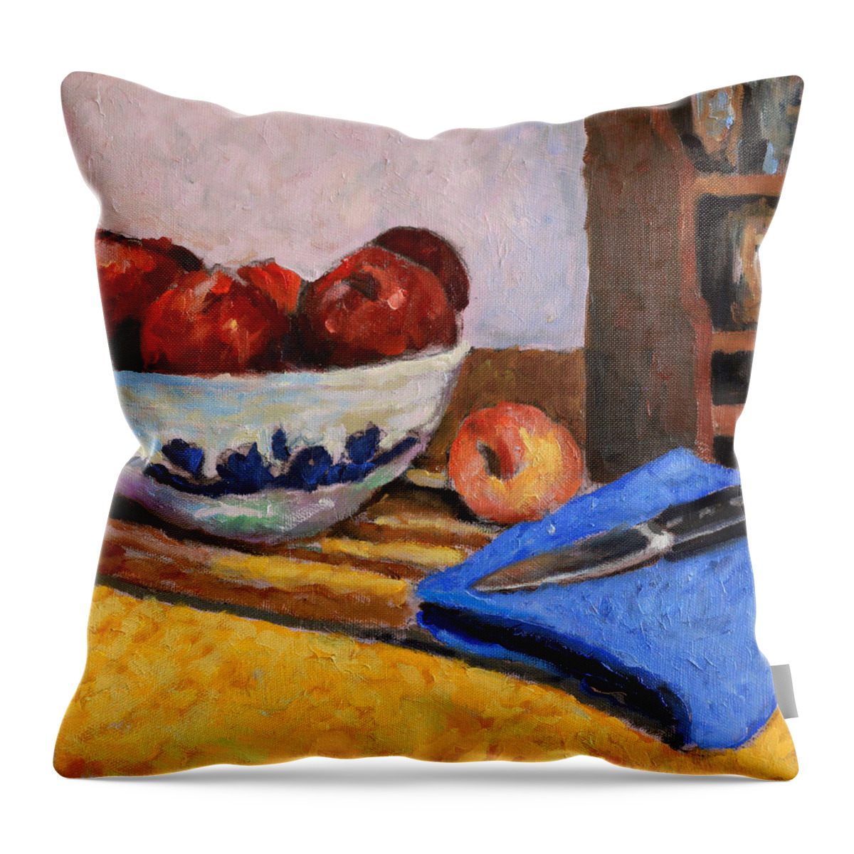 Apples Throw Pillow featuring the painting The Makings of a Pie by David Zimmerman