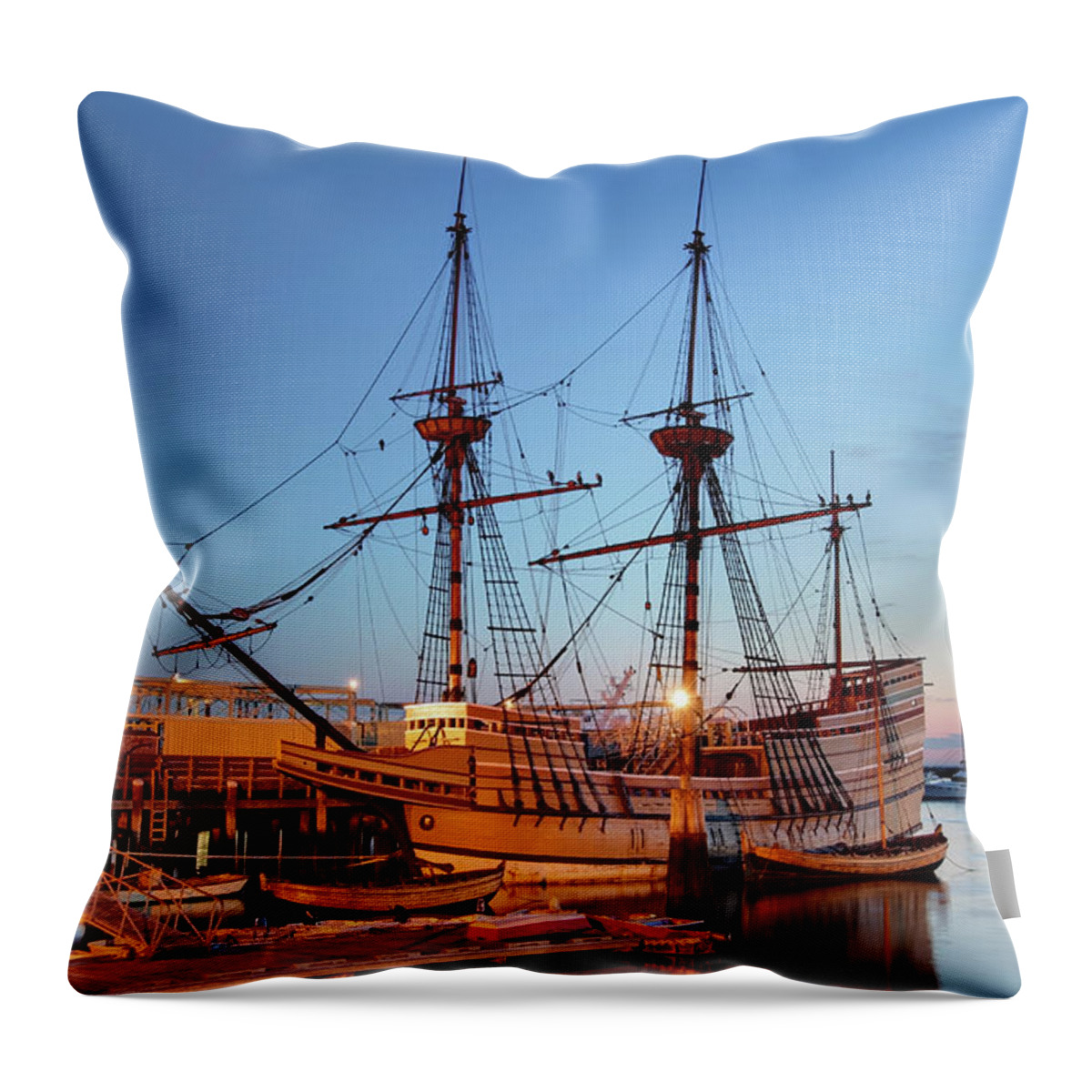 Water's Edge Throw Pillow featuring the photograph The Mayflower II by Denistangneyjr