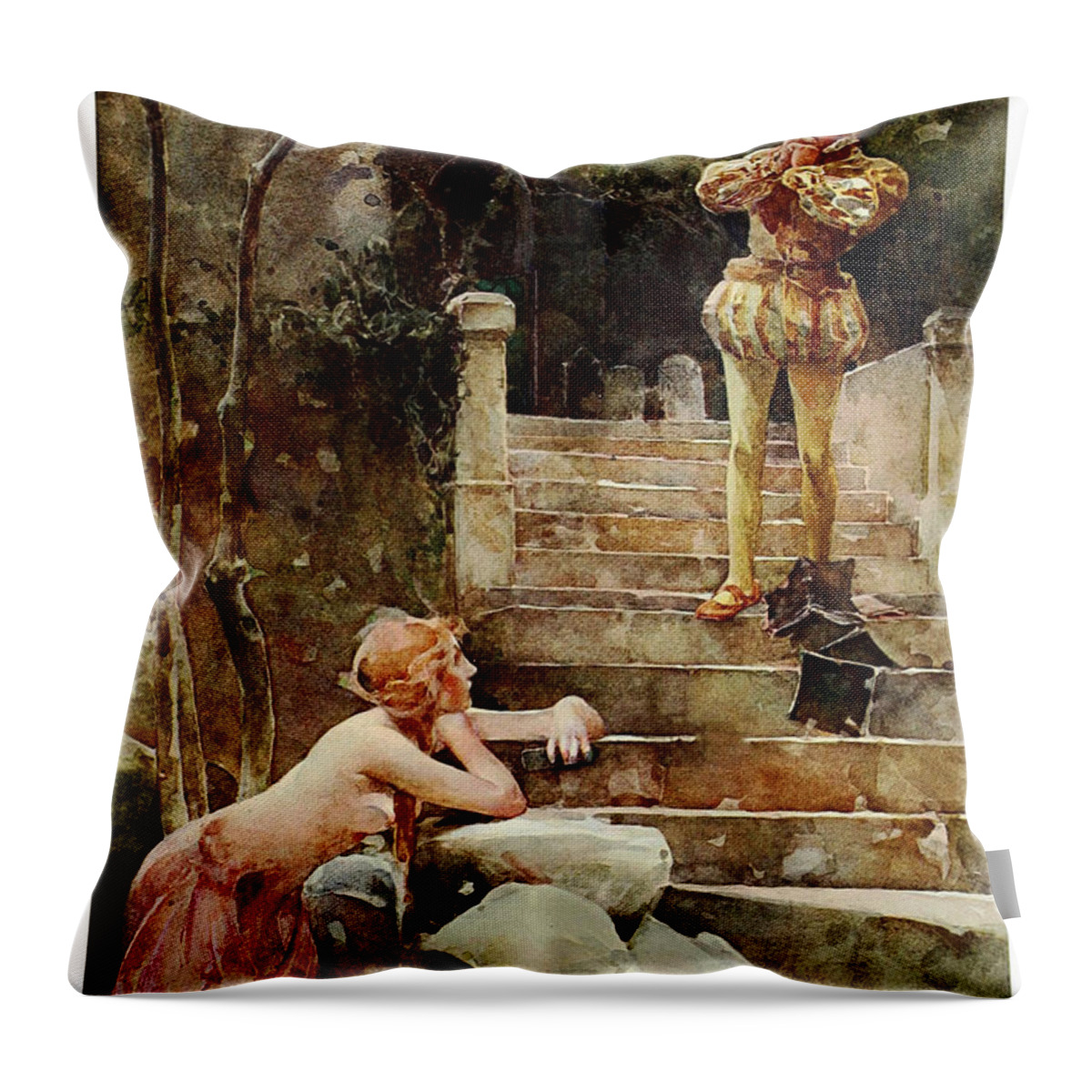 Mermaid Throw Pillow featuring the painting The Mermaid of Zennor by John Reinhard Weguelin