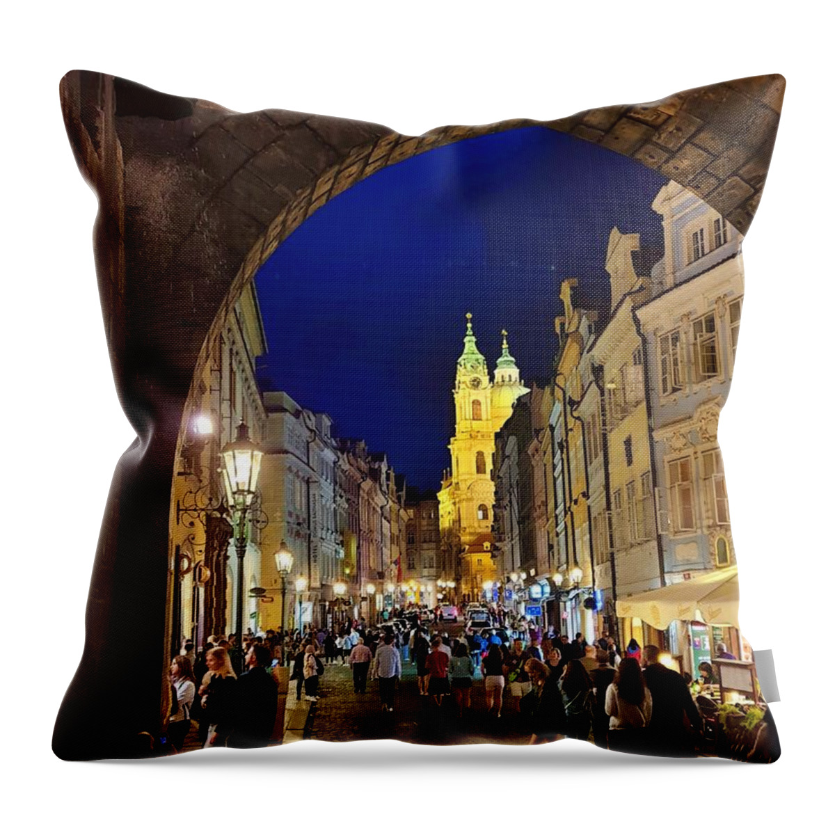 Cityscape Throw Pillow featuring the photograph The Old Streets of Prague by Andrea Whitaker