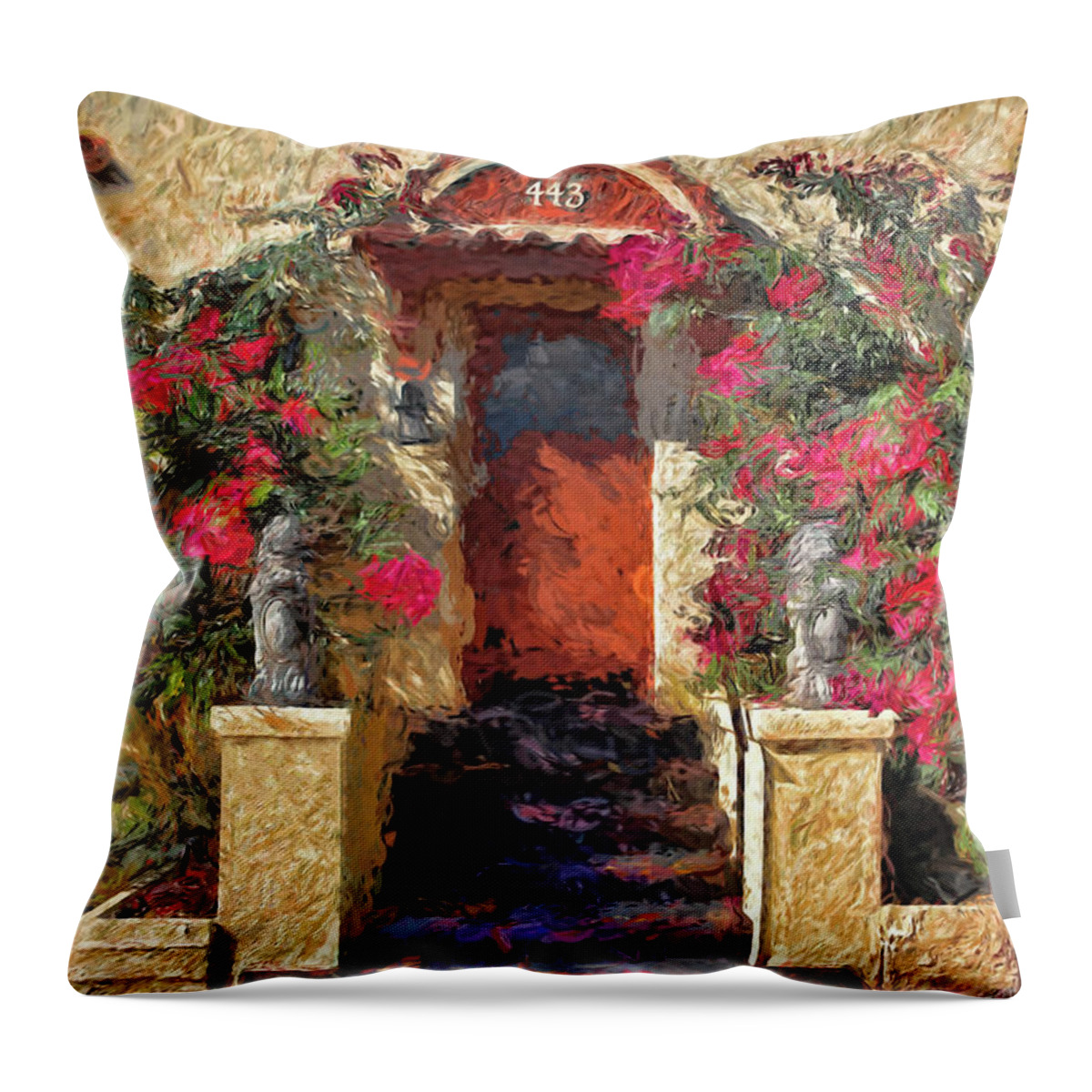Burns Court Throw Pillow featuring the photograph The Orange Door by HH Photography of Florida