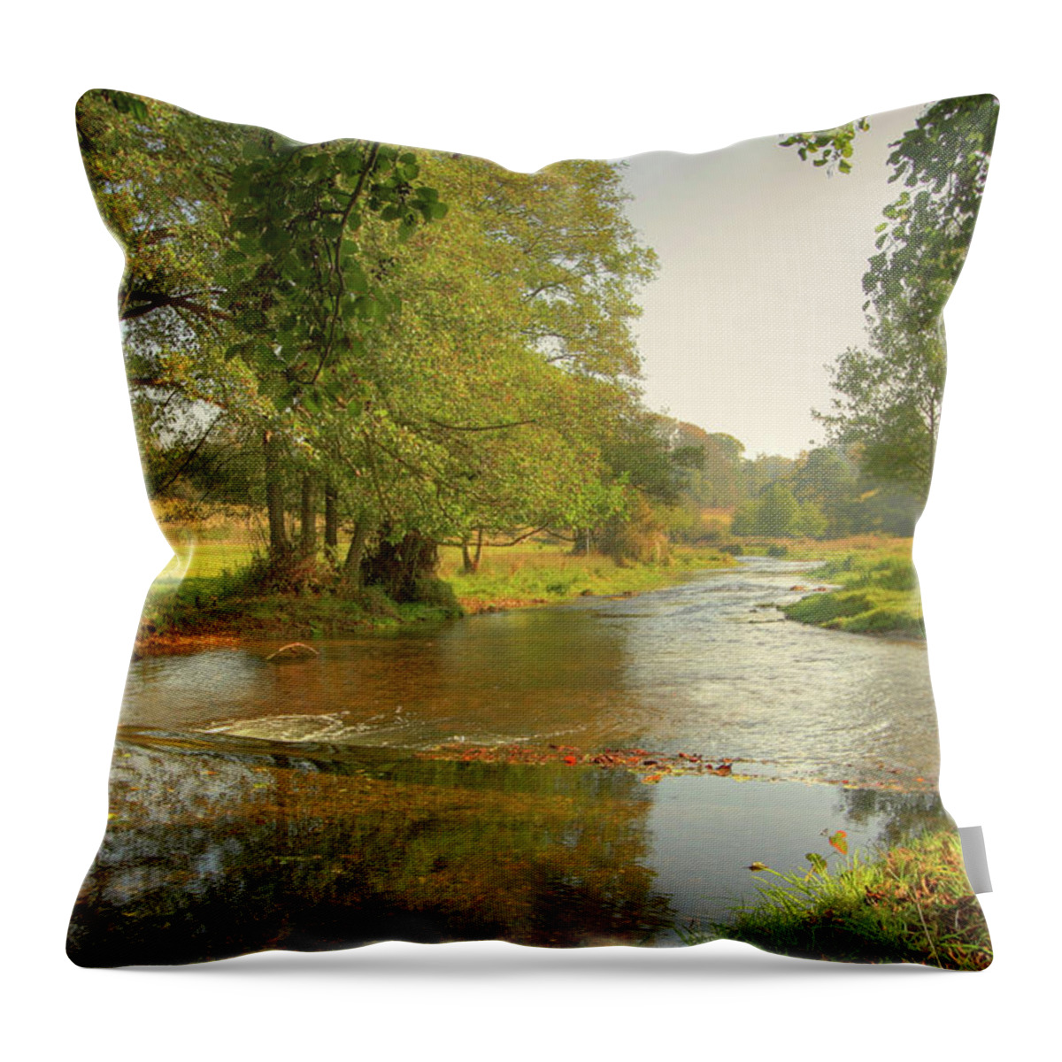Tranquility Throw Pillow featuring the photograph The River Mimram At Tewin by Photo By Roger Cave