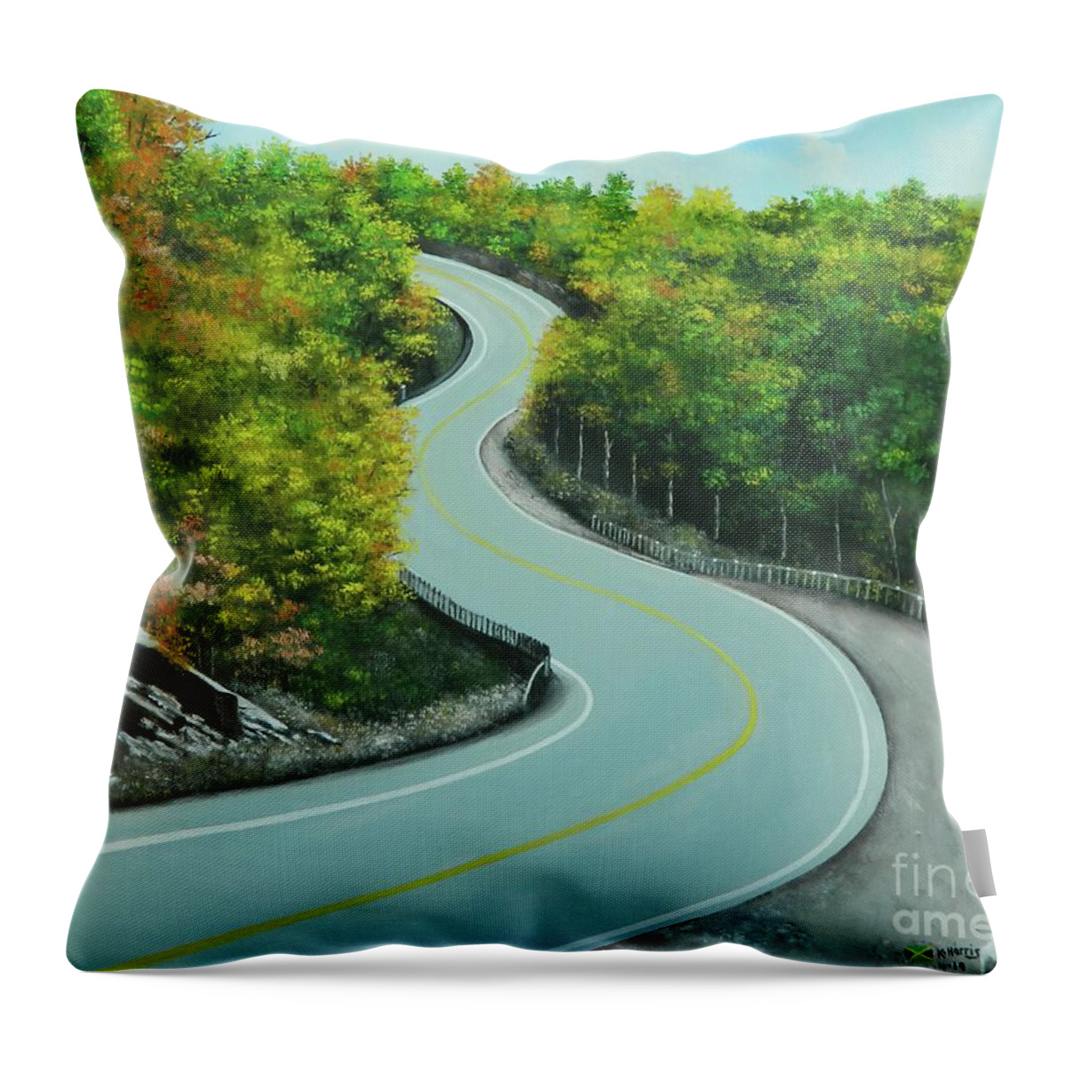 Tropical Landscape Throw Pillow featuring the painting The Road To Recovery 2 by Kenneth Harris