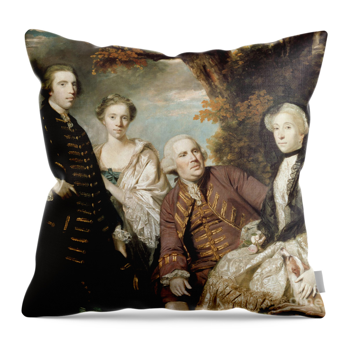 The Roffey Family Throw Pillow featuring the painting The Roffey Family, 1765 by Joshua Reynolds