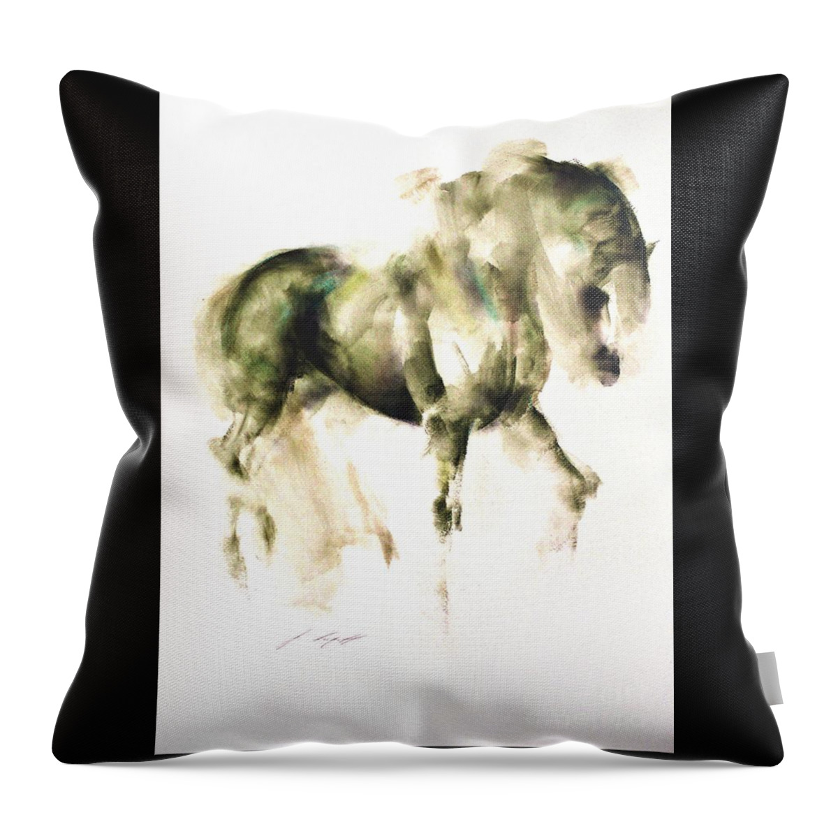 Horse Throw Pillow featuring the painting Sante by Janette Lockett
