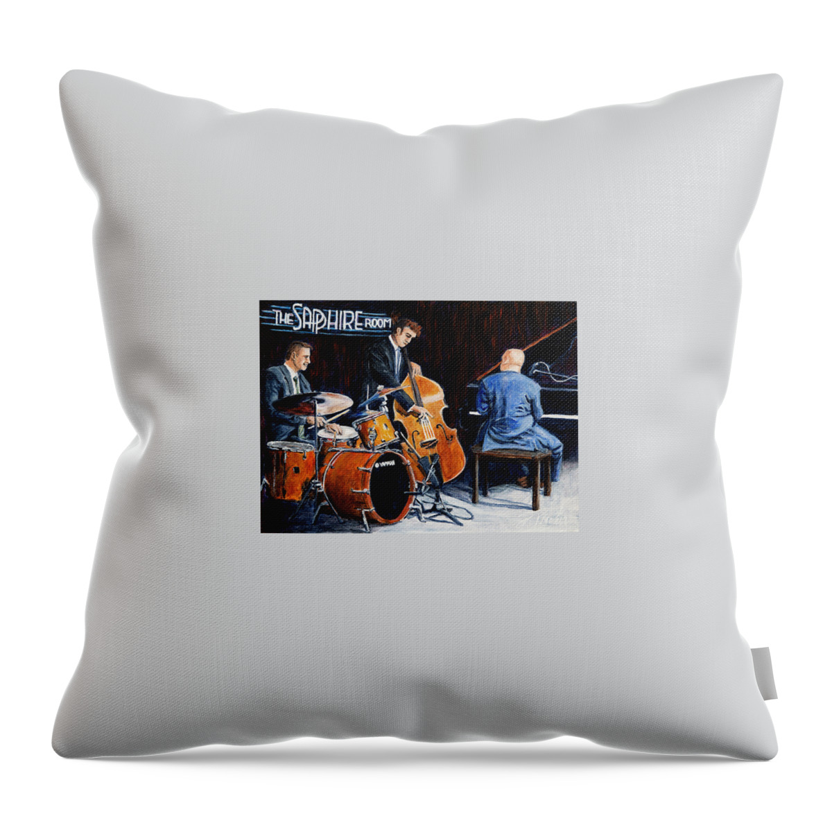 Music Throw Pillow featuring the painting The Sapphire Room by Bonnie Peacher