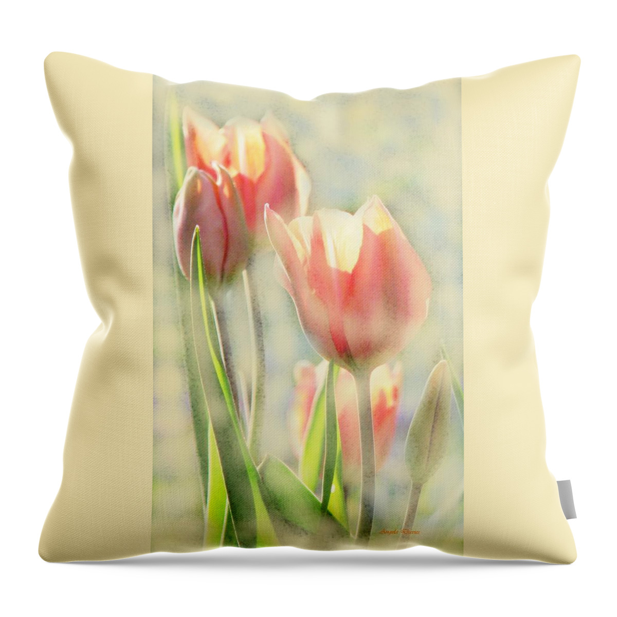 Tulips Throw Pillow featuring the photograph The Scent of Tulips by Angela Davies