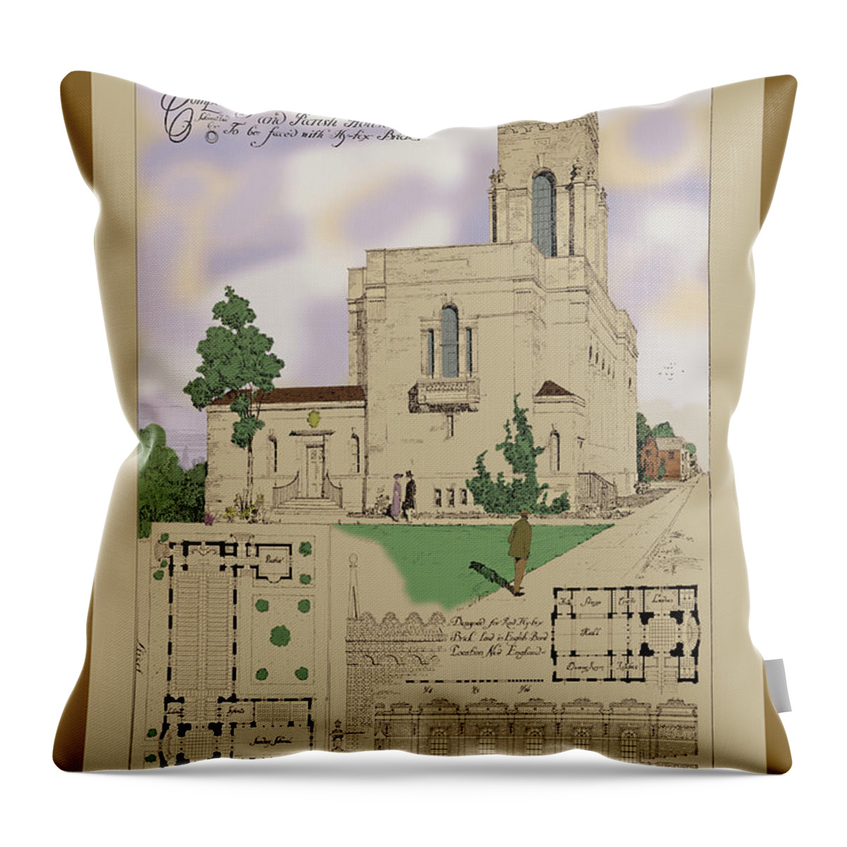 Church Throw Pillow featuring the painting The Shaw Church by Anonymous