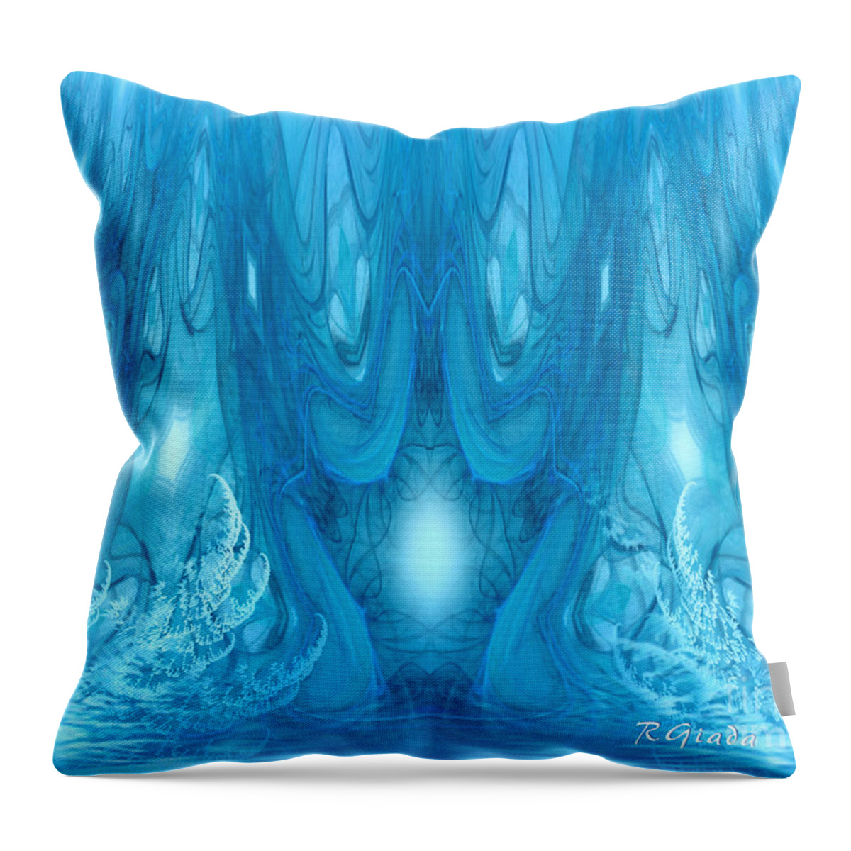 The Snow Queen's Castle Throw Pillow featuring the digital art The Snow Queen's Castle - fantasy art by Giada Rossi by Giada Rossi