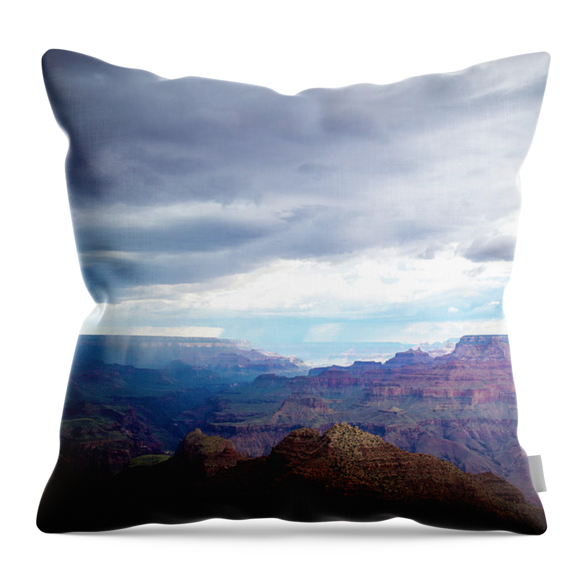 The Grand Canyon Throw Pillow featuring the photograph The Stormy Grand Canyon by Aileen Savage