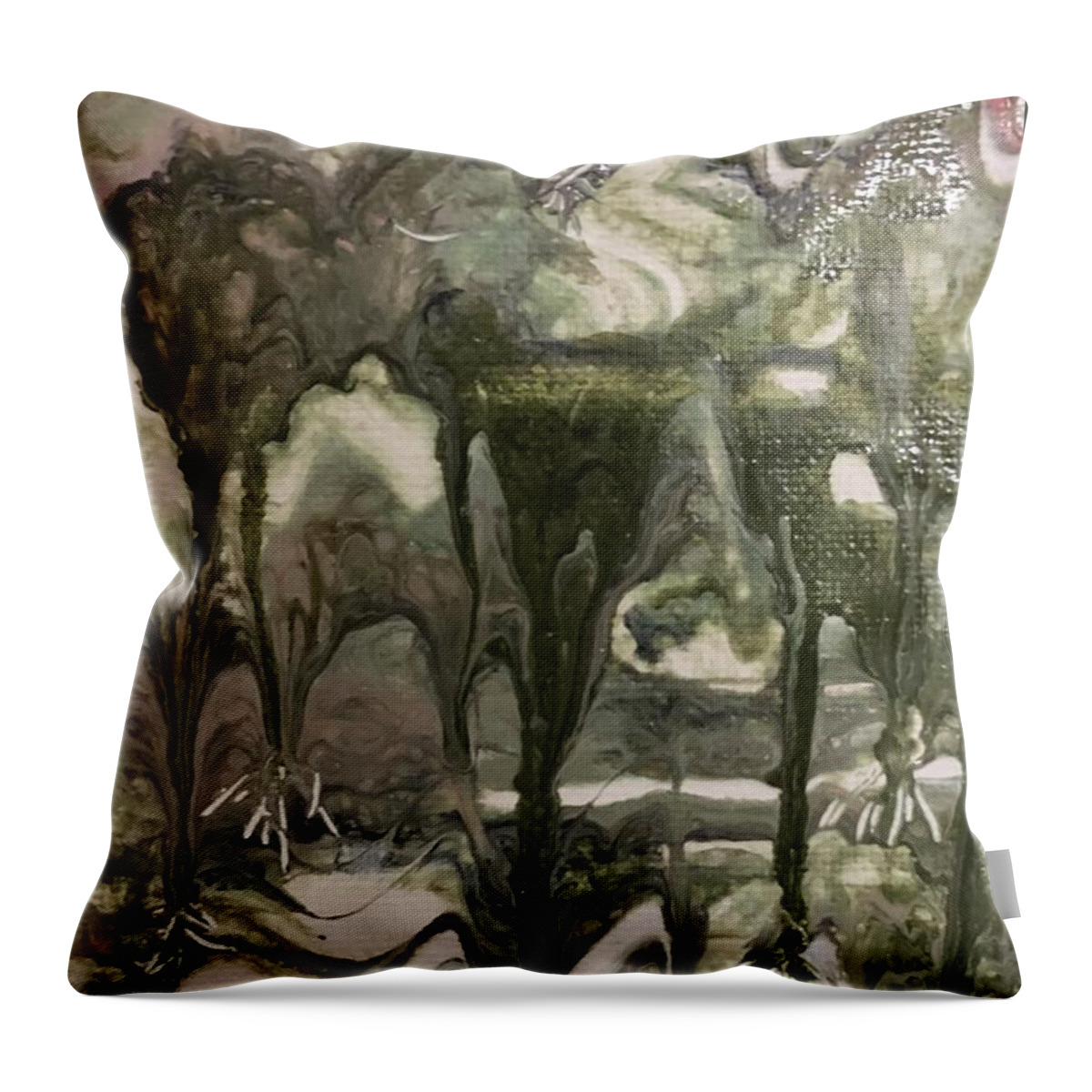 Swamps Throw Pillow featuring the painting The Swamp by Lessandra Grimley
