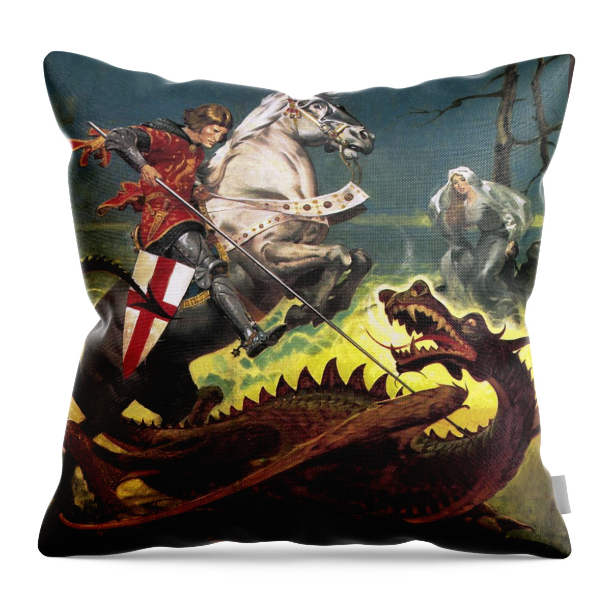 George Throw Pillow featuring the painting The Truth Behind The Legend St George - The Soldier Who Became A Saint by English School