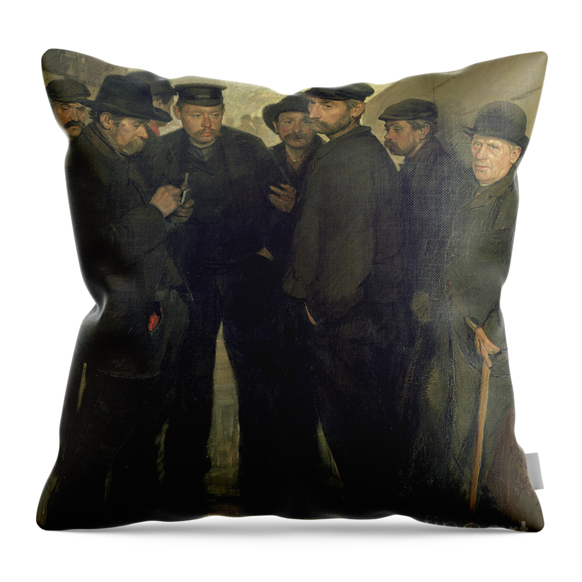 19th Century Throw Pillow featuring the painting The Unemployed, C.1908-9 by Rudolf Jacob Zoller