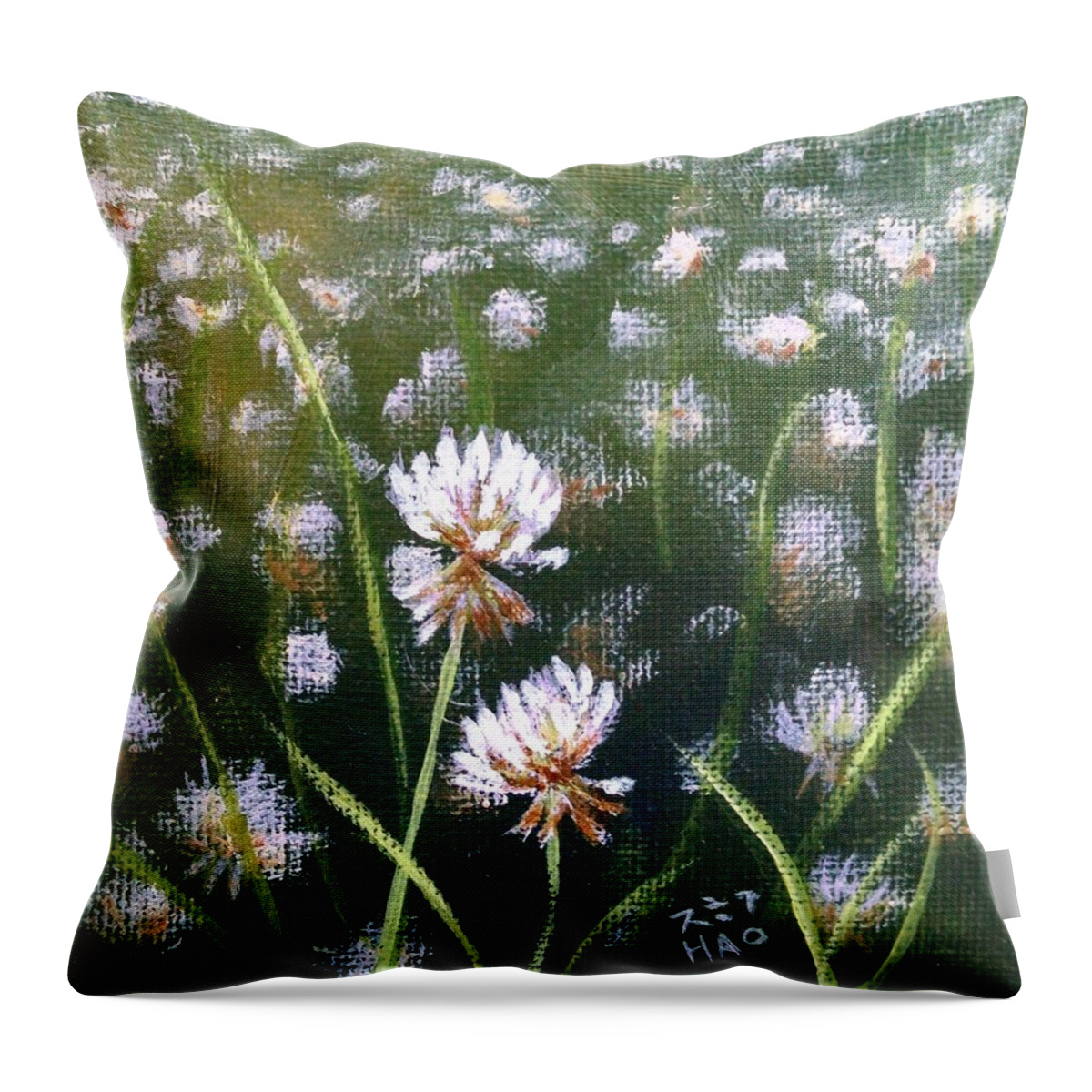 White Clover Throw Pillow featuring the painting The Unwanted 2 by Helian Cornwell