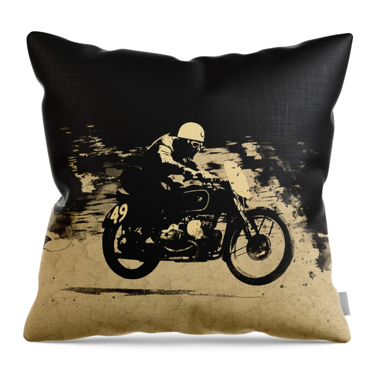 Vintage Motorcycle Racer Throw Pillow featuring the photograph The Vintage Motorcycle Racer by Mark Rogan