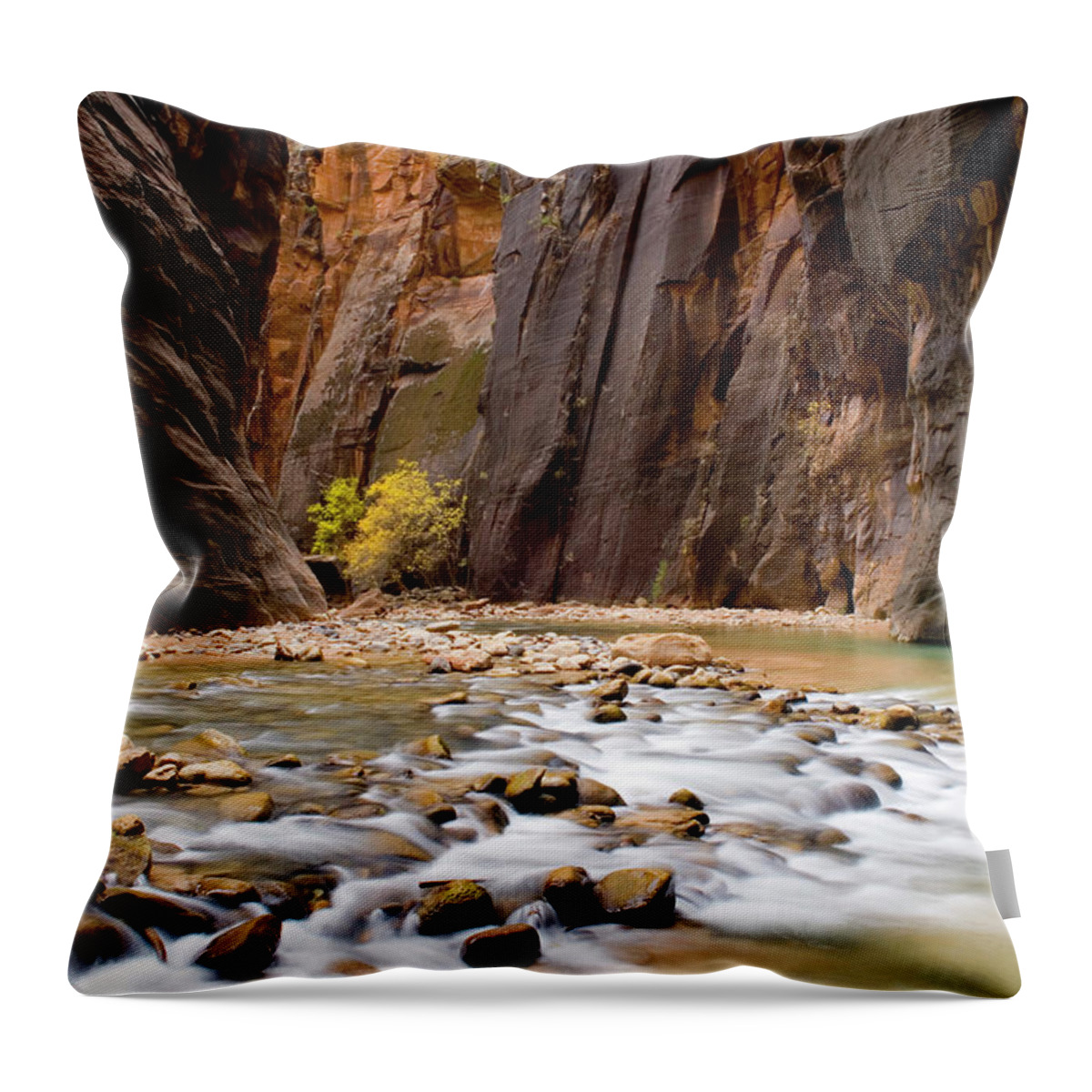Tranquility Throw Pillow featuring the photograph The Virgin River Flowing Through The by Alan Majchrowicz