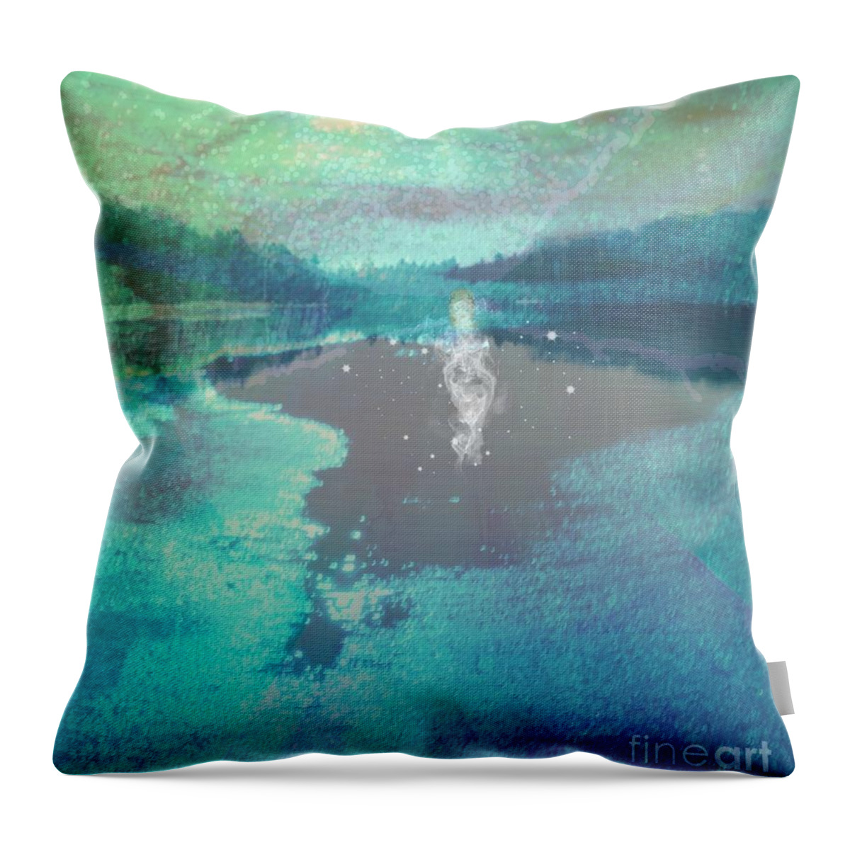 Heaven Throw Pillow featuring the mixed media The Visitor by Diamante Lavendar