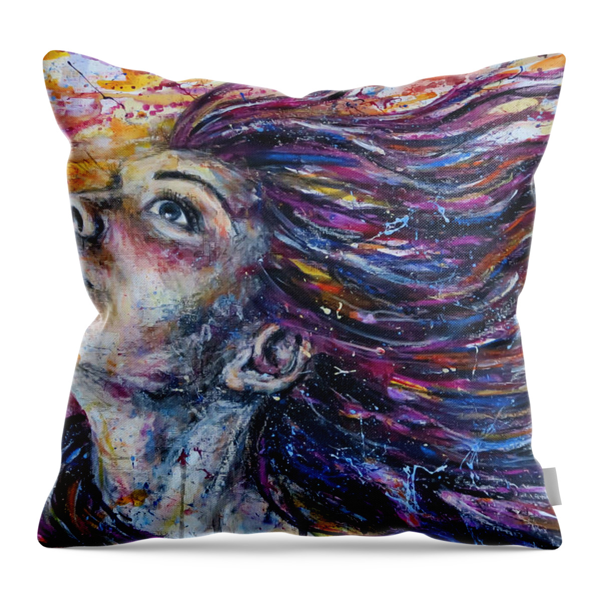 Zoe Oakley Throw Pillow featuring the painting The vital force bounds on by Zoe Oakley