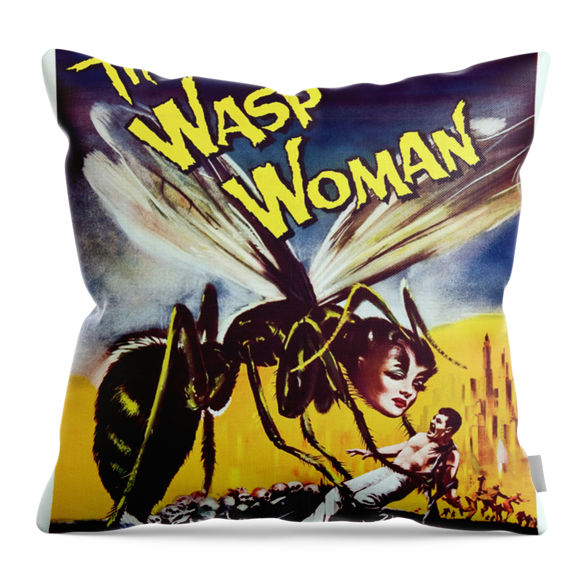 Wasp Throw Pillow featuring the painting The Wasp Woman by Unknown