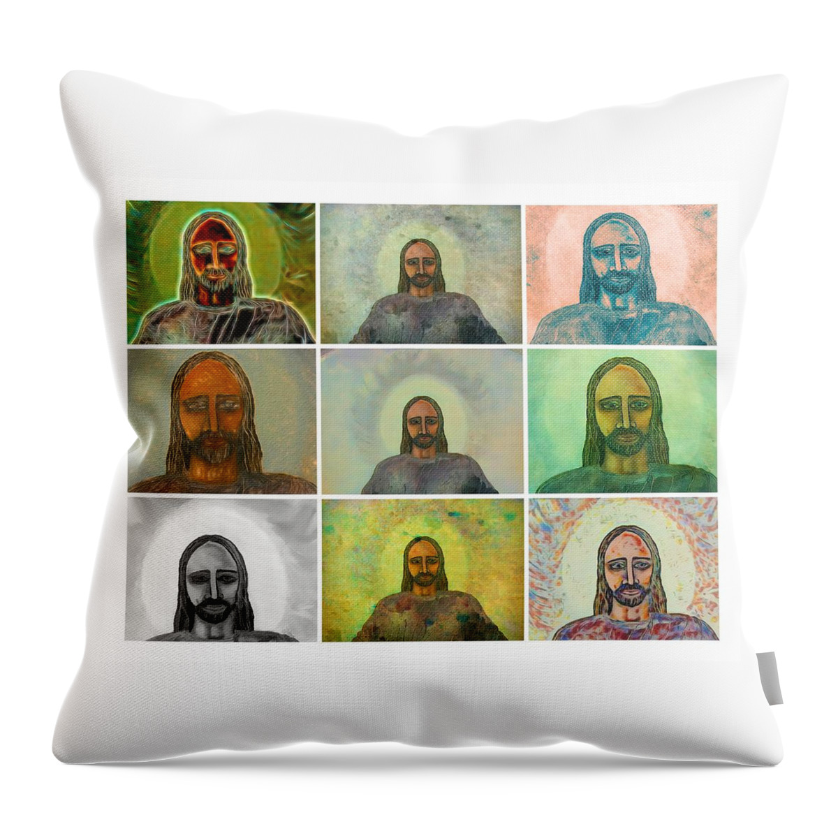 Jesus Throw Pillow featuring the painting The Windows To Your Soul Panel by Joan Stratton