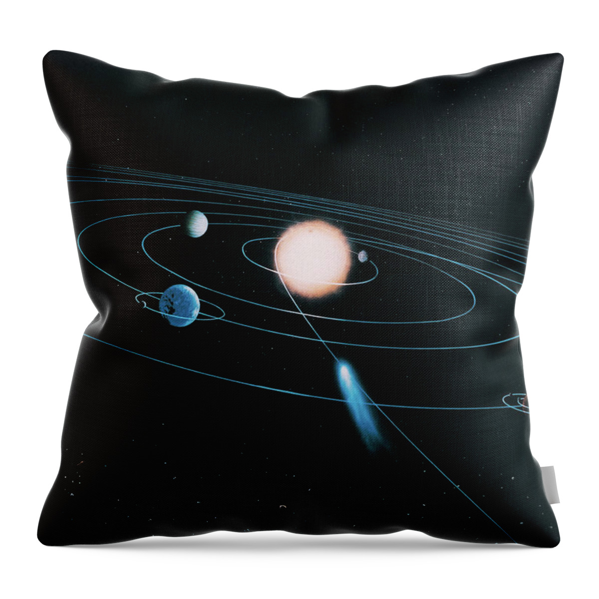 Comet Throw Pillow featuring the digital art The World Of The Inner Solar System by Digital Vision.