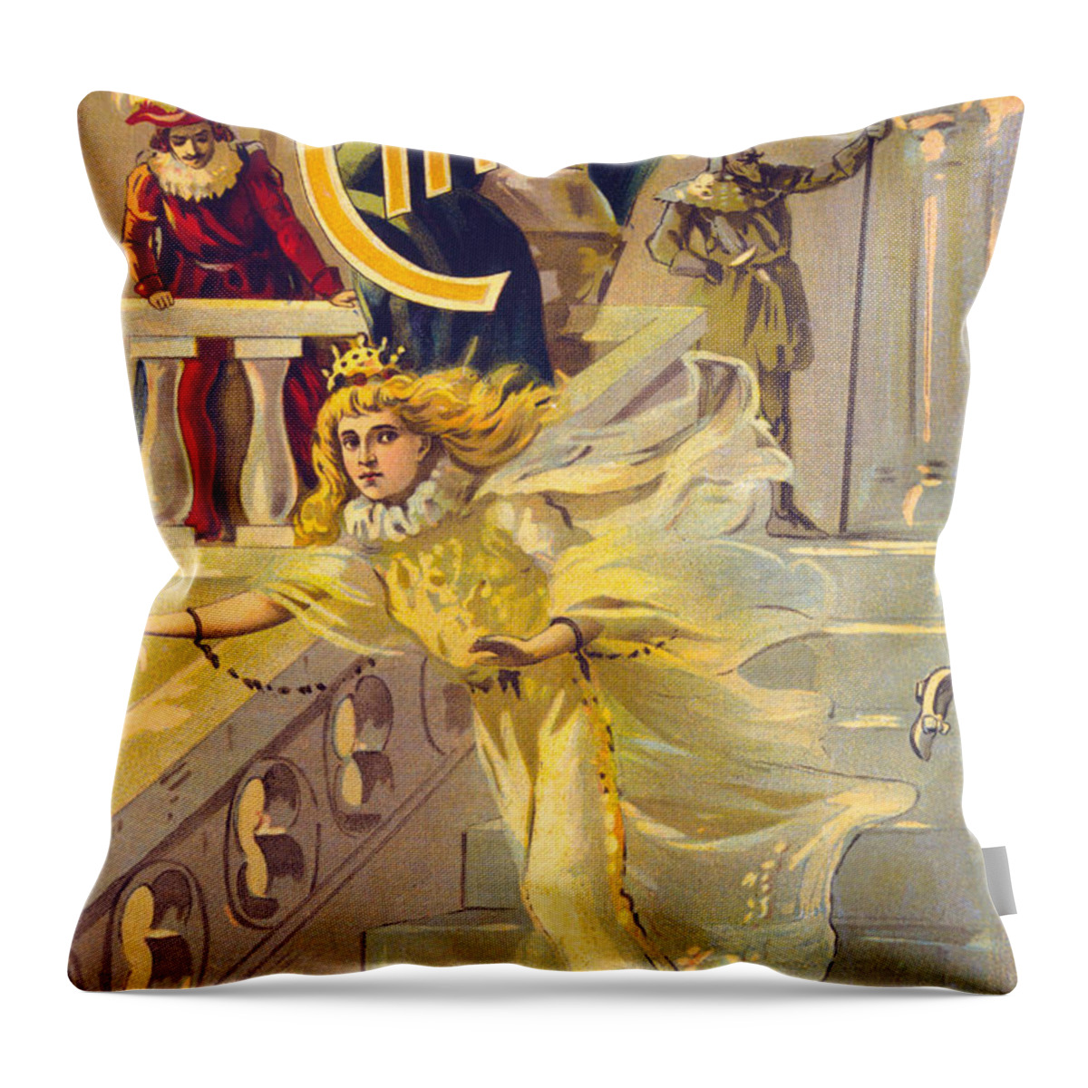 Theater Throw Pillow featuring the painting Theater poster for Cinderella by American School
