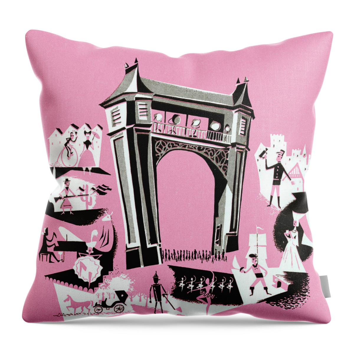 Actor Throw Pillow featuring the drawing Theater Stage by CSA Images