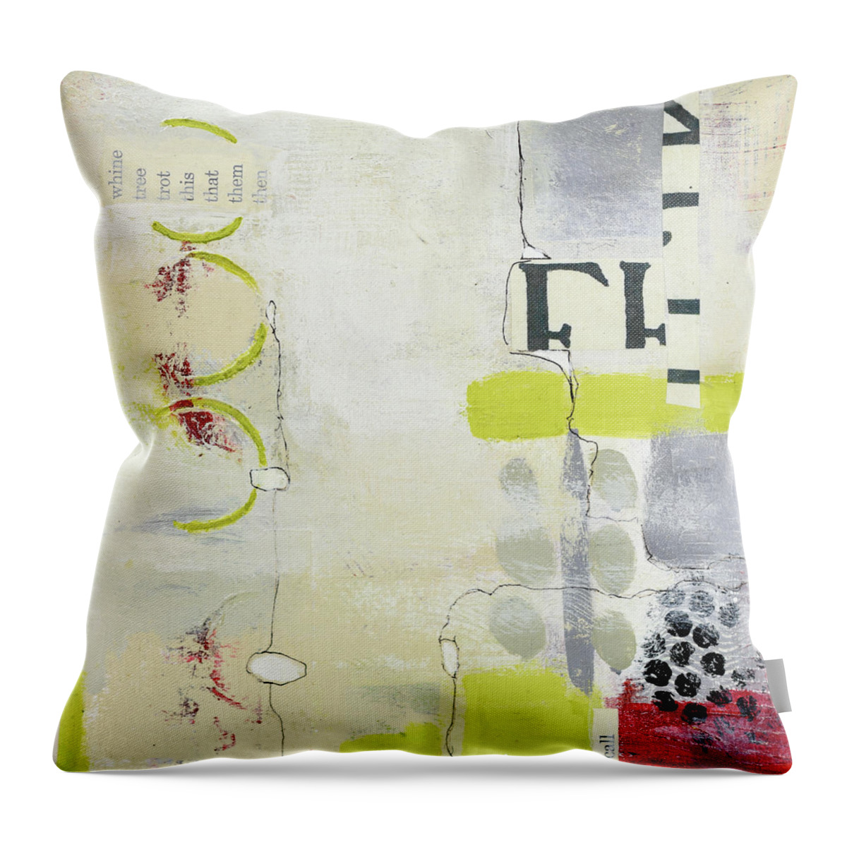 Collage Throw Pillow featuring the mixed media This and That by Leslie Rottner