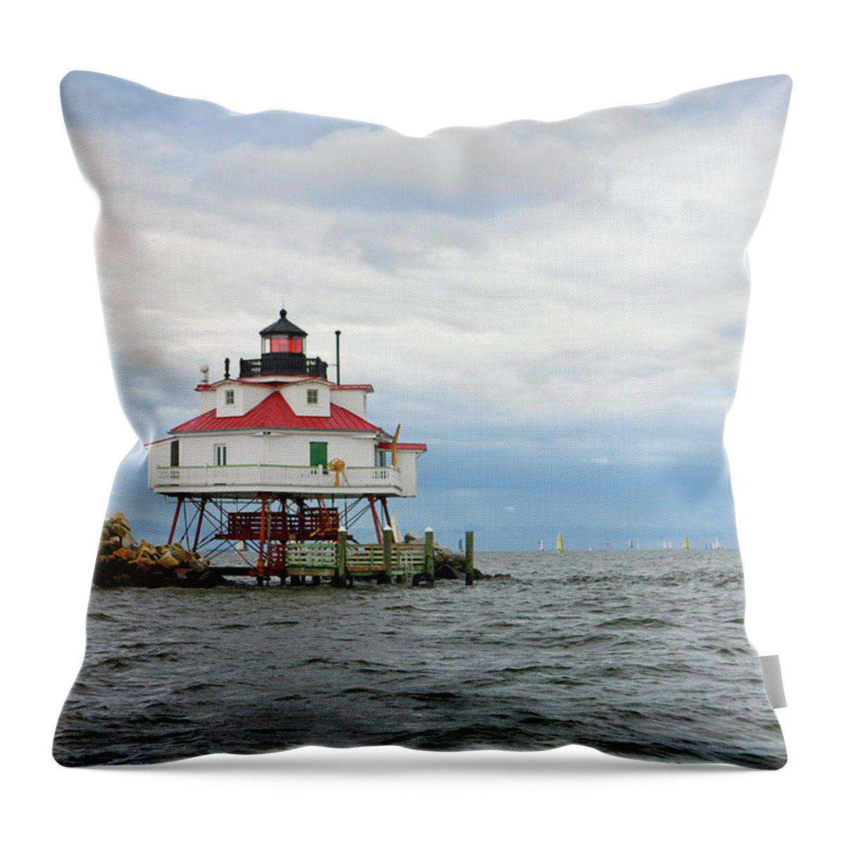 Outdoors Throw Pillow featuring the photograph Thomas Point Lighthouse Chesapeake Bay by Greg Pease