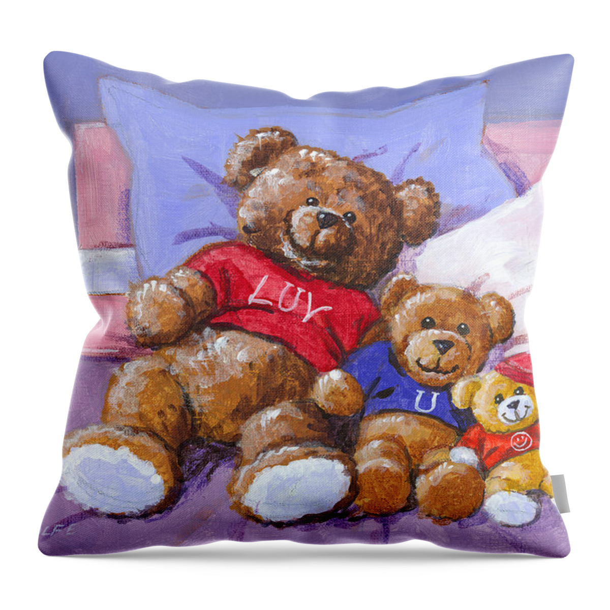 Teddy Throw Pillow featuring the painting Three Amigos Sketch by Richard De Wolfe