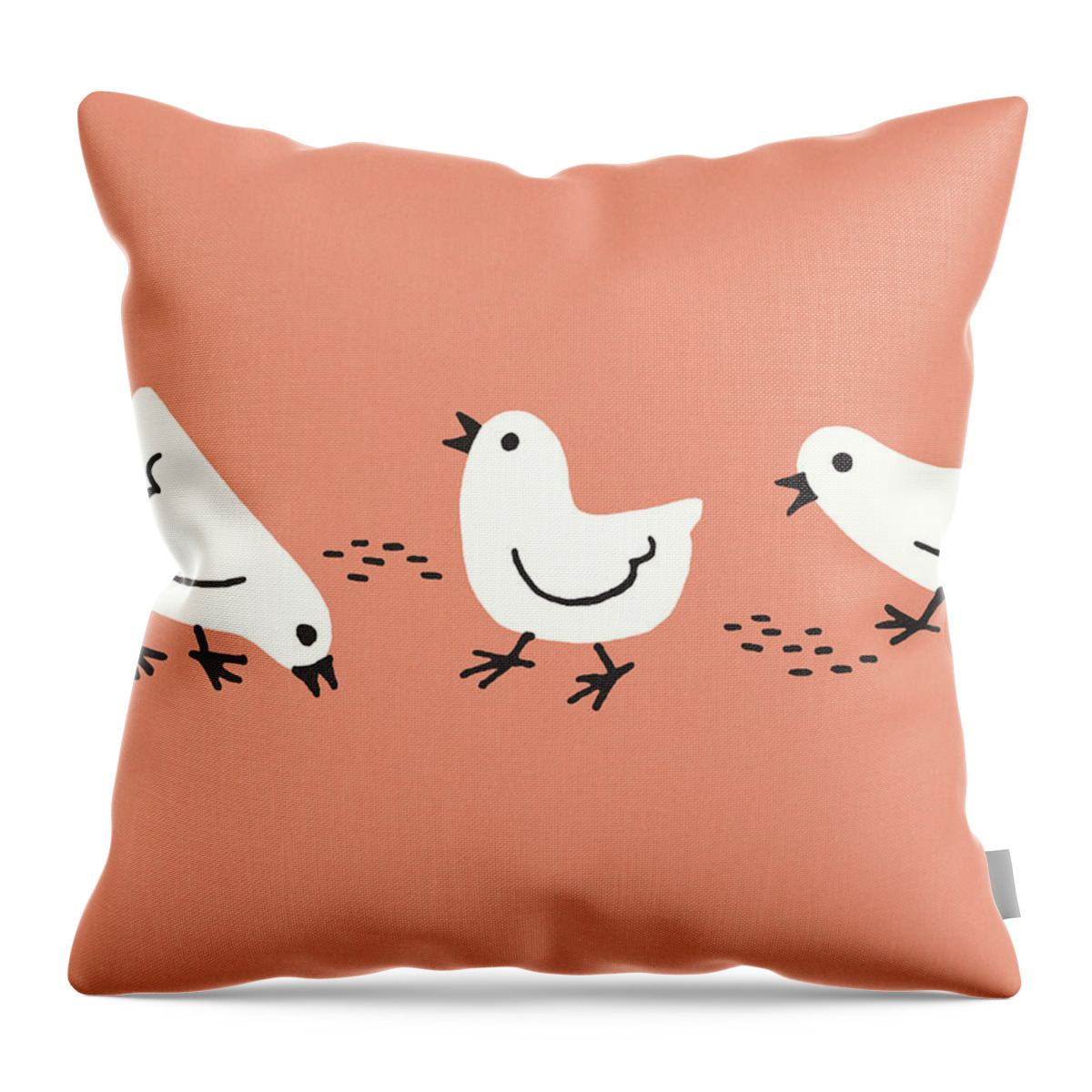 Animal Throw Pillow featuring the drawing Three Chicks by CSA Images