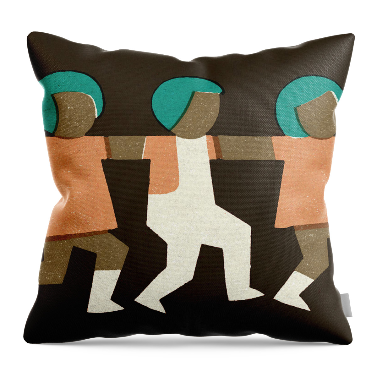 Activity Throw Pillow featuring the drawing Three Children in a Line by CSA Images