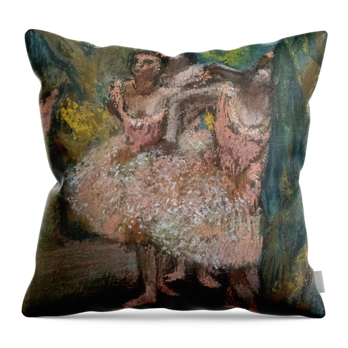 Dance Throw Pillow featuring the painting Three Dancers In Salmon Skirts by Edgar Degas