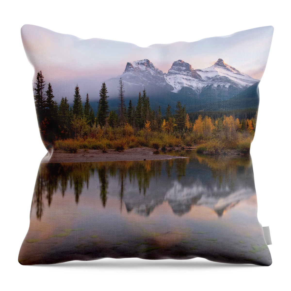 Canada Throw Pillow featuring the photograph Three Sisters Autumn Sunset by Catherine Reading