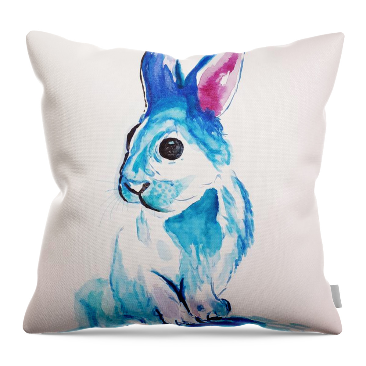 Bunny Throw Pillow featuring the painting Thumper by Abstract Angel Artist Stephen K