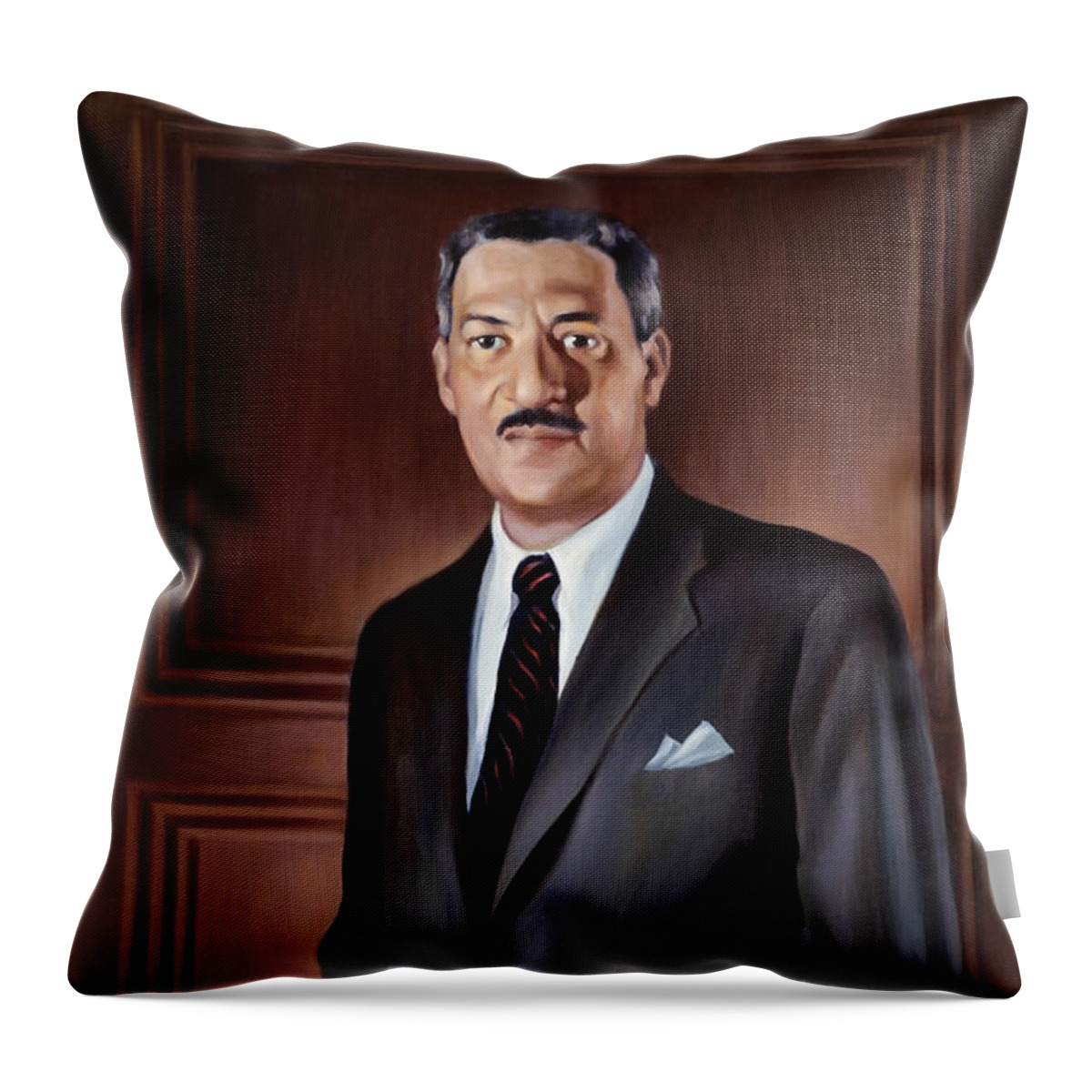 Thurgood Marshall Throw Pillow featuring the painting Thurgood Marshall Painting - Betsy Graves Reyneau by War Is Hell Store