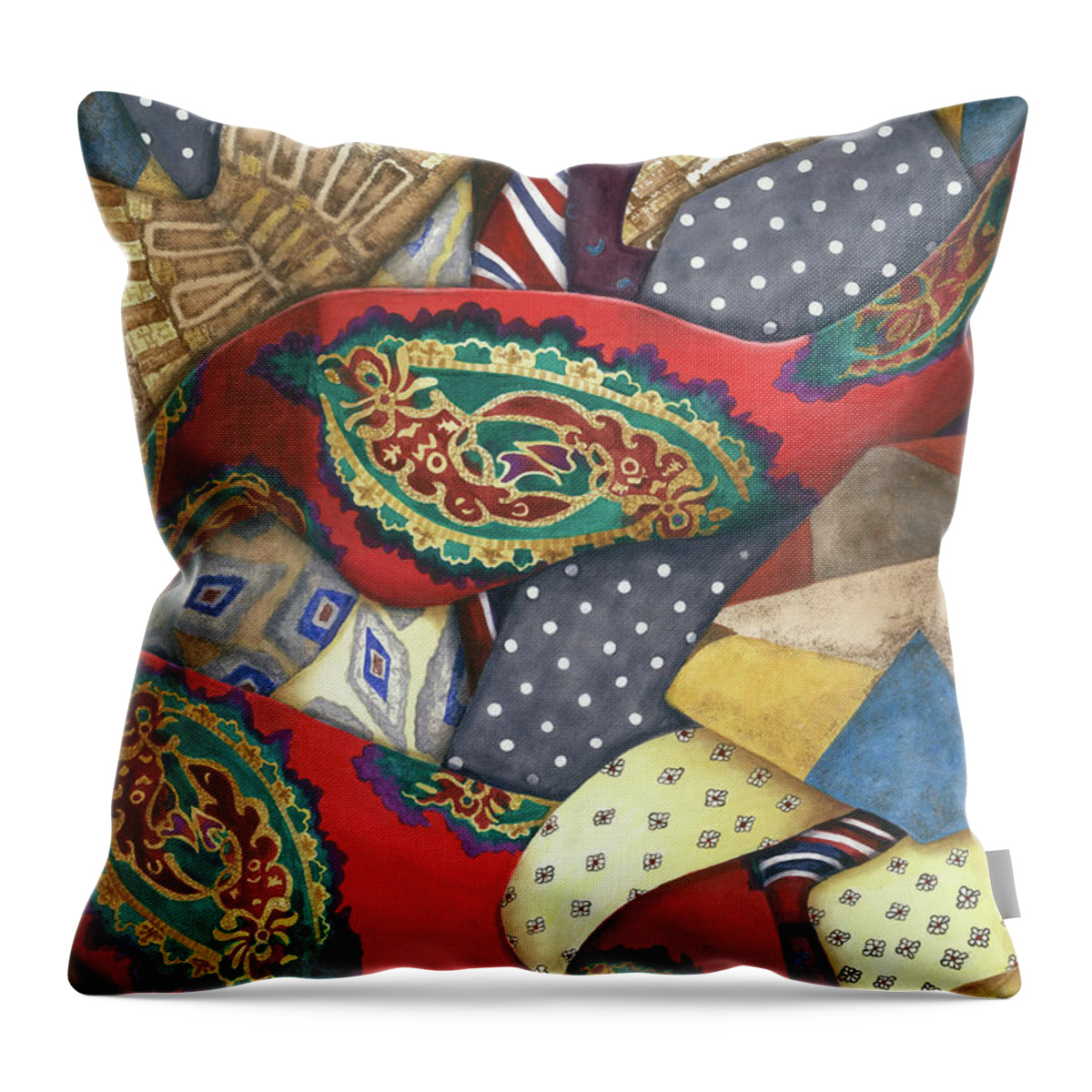 Ties Throw Pillow featuring the painting Tie One On by Lori Taylor