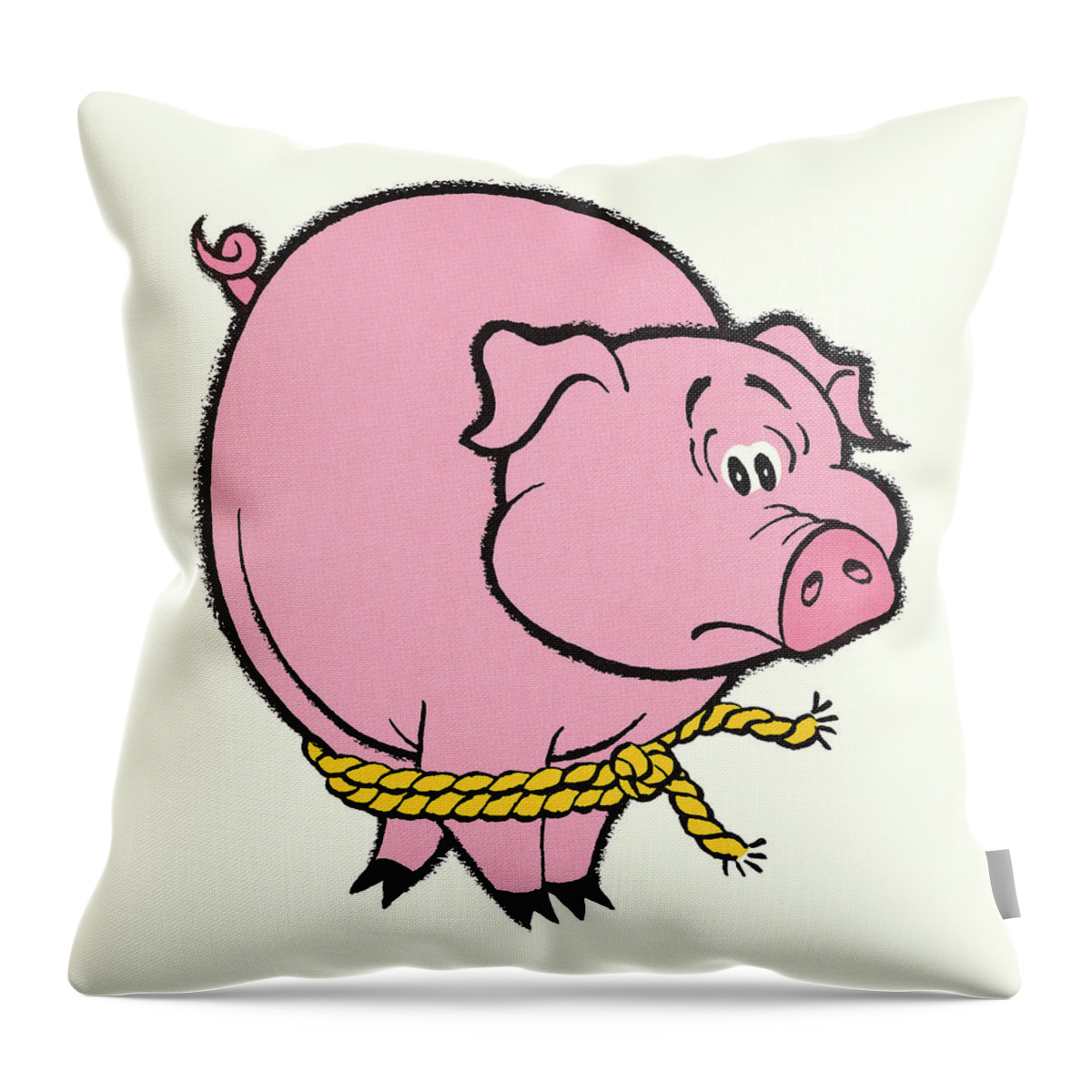 Animal Throw Pillow featuring the drawing Tied Up Pig by CSA Images
