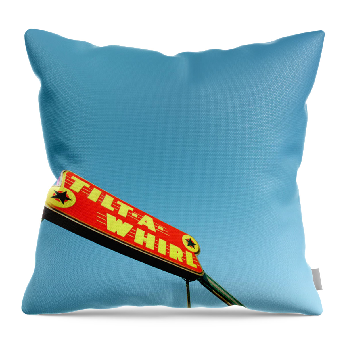 Lafayette County Fair Throw Pillow featuring the photograph Tilt-A-Whirl Sign by Todd Klassy
