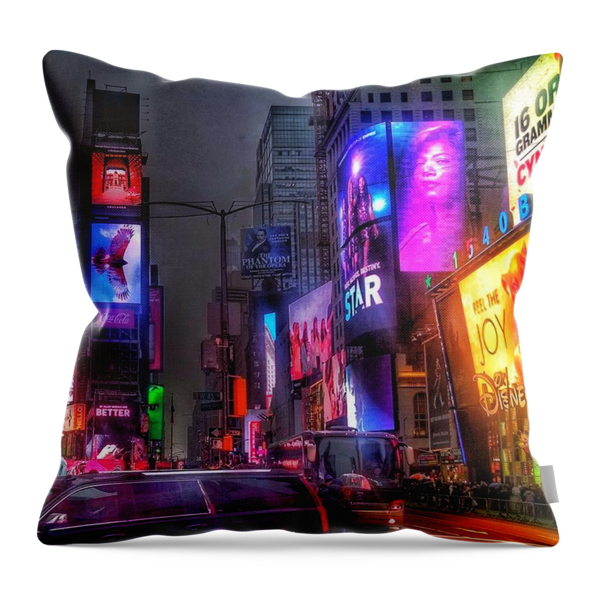 Times Square Throw Pillow featuring the photograph Times Square - The Light Fantastic 2016 by Christopher Lotito